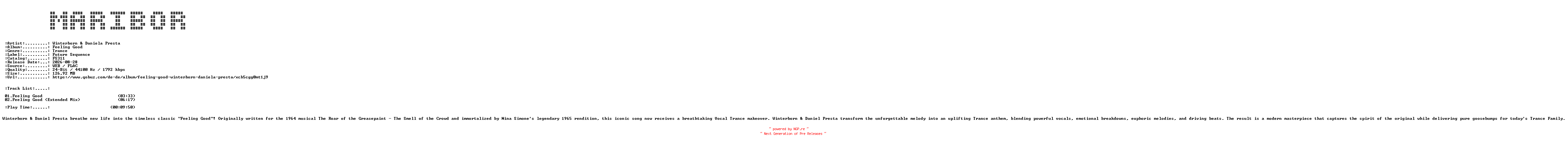 NFO for the release Winterborn_and_Daniela_Presta-Feeling_Good-(FS311)-24BIT-WEB-FLAC-2026-MARiBOR by MARiBOR