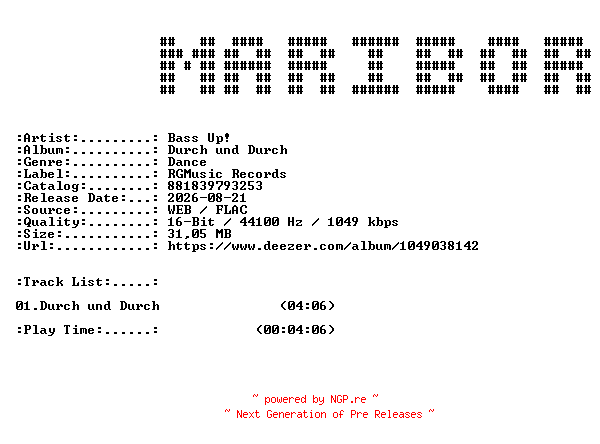 NFO for the release Bass_Up-Durch_und_Durch-DE-SINGLE-16BIT-WEB-FLAC-2026-MARiBOR by MARiBOR