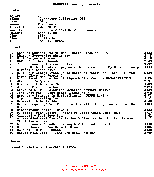 NFO for the release VA-Commuters_Collection_053-WEB-2026-RAWBEATS by RAWBEATS