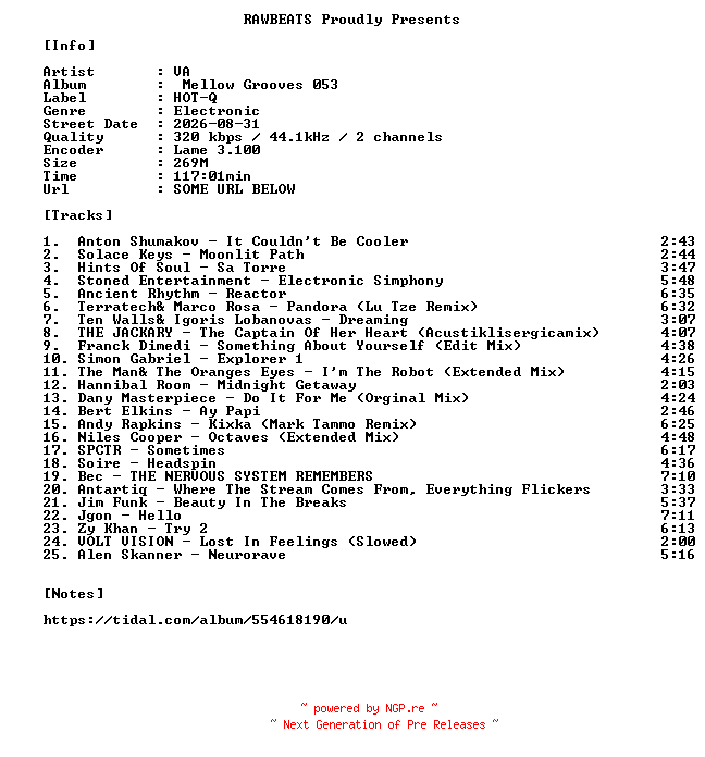NFO for the release VA-Mellow_Grooves_053-WEB-2026-RAWBEATS by RAWBEATS
