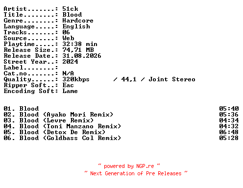 NFO for the release 51ck-Blood-WEB-2024-XTC_iNT by XTC_iNT
