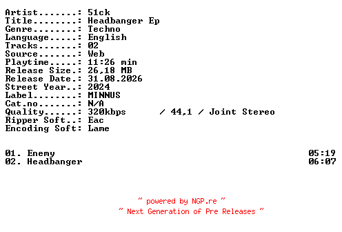 NFO for the release 51ck-Headbanger_EP-WEB-2024-XTC_iNT by XTC_iNT