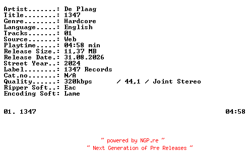 NFO for the release De_Plaag-1347-SINGLE-WEB-2024-XTC_iNT by XTC_iNT