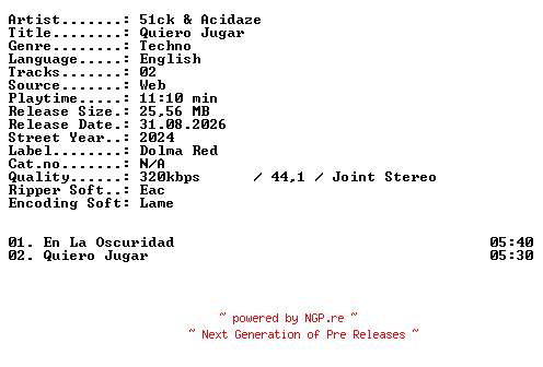 NFO for the release 51ck_and_Acidaze-Quiero_Jugar-WEB-2024-XTC_iNT by XTC_iNT