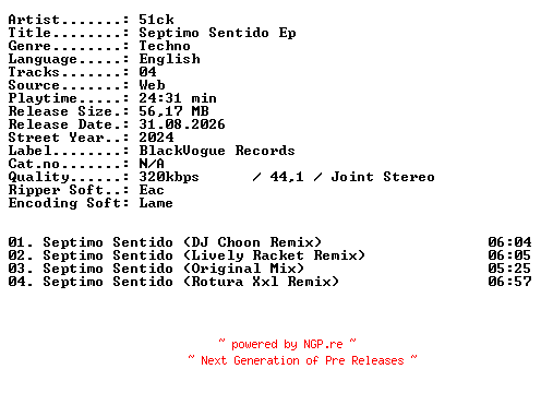 NFO for the release 51ck-Septimo_Sentido_EP-WEB-2024-XTC_iNT by XTC_iNT