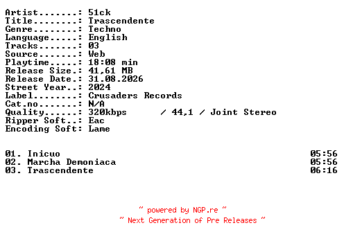 NFO for the release 51ck-Trascendente-WEB-2024-XTC_iNT by XTC_iNT