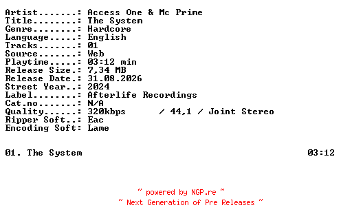 NFO for the release Access_One_and_Mc_Prime-The_System-SINGLE-WEB-2024-XTC_iNT by XTC_iNT