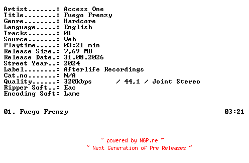 NFO for the release Access_One-Fuego_Frenzy-SINGLE-WEB-2024-XTC_iNT by XTC_iNT