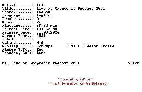 NFO for the release KTLN-Live_at_Creptonit_Podcast_2021-WEB-2021-XTC_iNT by XTC_iNT