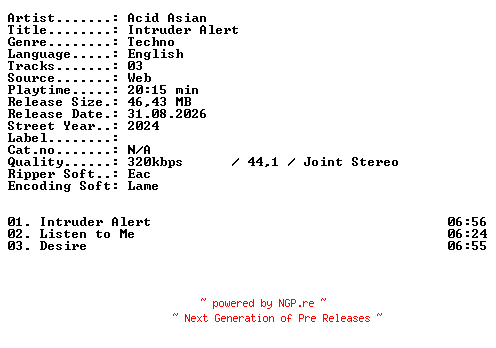 NFO for the release Acid_Asian-Intruder_Alert-WEB-2024-XTC_iNT by XTC_iNT