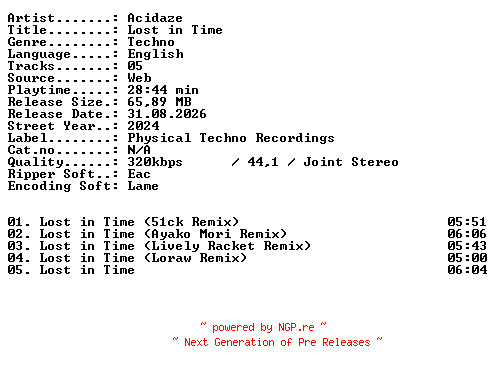 NFO for the release Acidaze-Lost_in_Time-WEB-2024-XTC_iNT by XTC_iNT
