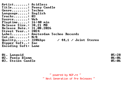 NFO for the release Acidless-Peony_Candle-WEB-2024-XTC_iNT by XTC_iNT