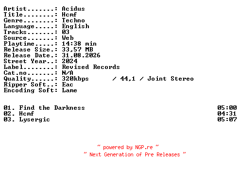 NFO for the release Acidus-Hcmf-WEB-2024-XTC_iNT by XTC_iNT