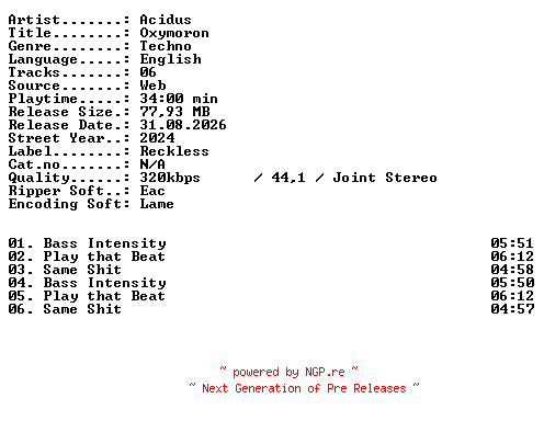 NFO for the release Acidus-Oxymoron-WEB-2024-XTC_iNT by XTC_iNT