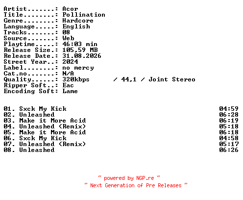 NFO for the release Acor-Pollination-WEB-2024-XTC_iNT by XTC_iNT
