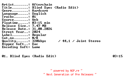 NFO for the release Afterchain-Blind_Eyes_(Radio_Edit)-SINGLE-WEB-2024-XTC_iNT by XTC_iNT