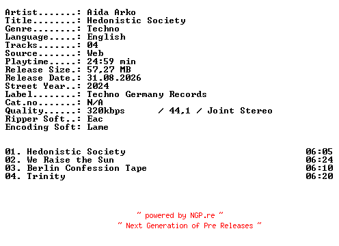 NFO for the release Aida_Arko-Hedonistic_Society-WEB-2024-XTC_iNT by XTC_iNT