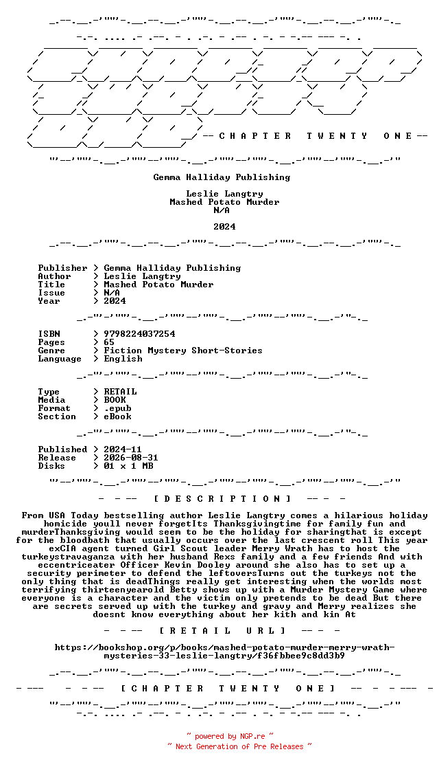 NFO for the release Leslie.Langtry.-.Mashed.Potato.Murder.2024.RETAIL.EPUB.eBook-CTO by CTO