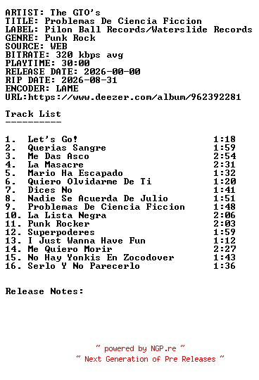 NFO for the release The_Gtos-Problemas_De_Ciencia_Ficcion-WEB-ES-2026-SDR by SDR