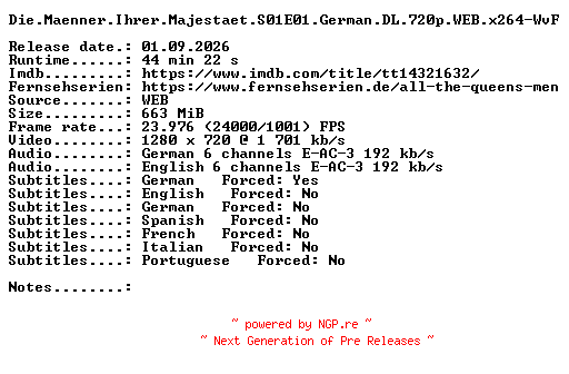 NFO for the release Die.Maenner.Ihrer.Majestaet.S01E01.German.DL.720p.WEB.x264-WvF by WvF