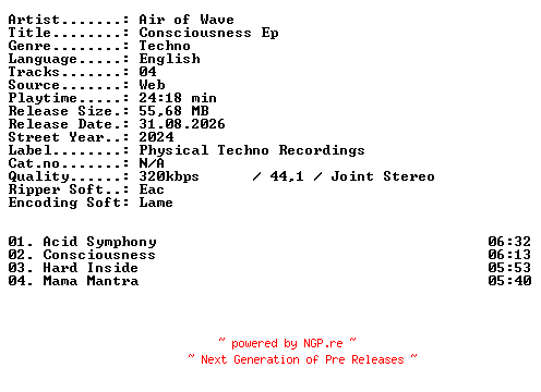 NFO for the release Air_of_Wave-Consciousness_EP-WEB-2024-XTC_iNT by XTC_iNT