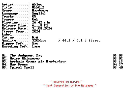 NFO for the release Aklow-Uhk012-WEB-2024-XTC_iNT by XTC_iNT