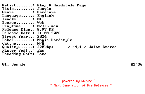 NFO for the release Akoj_and_Hardstyle_Mage-Jungle-SINGLE-WEB-2024-XTC_iNT by XTC_iNT