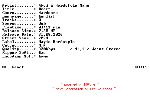 NFO for the release Akoj_and_Hardstyle_Mage-React-SINGLE-WEB-2024-XTC_iNT by XTC_iNT