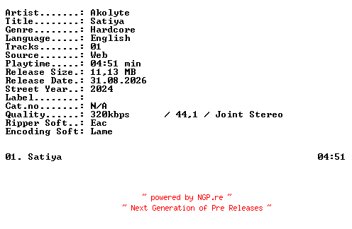 NFO for the release Akolyte-Satiya-SINGLE-WEB-2024-XTC_iNT by XTC_iNT