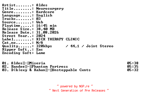 NFO for the release Aldes-Neurosurgery-WEB-2024-XTC_iNT by XTC_iNT