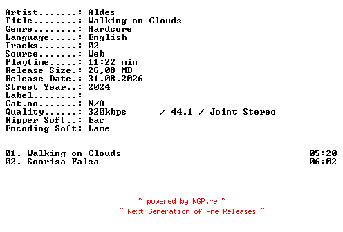 NFO for the release Aldes-Walking_on_Clouds-WEB-2024-XTC_iNT by XTC_iNT