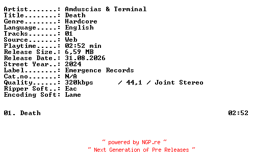 NFO for the release Amduscias_and_Terminal-Death-SINGLE-WEB-2024-XTC_iNT by XTC_iNT