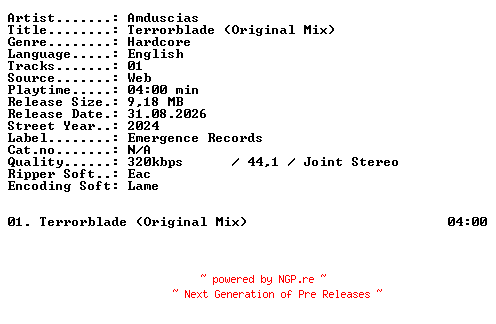 NFO for the release Amduscias-Terrorblade_(Original_Mix)-SINGLE-WEB-2024-XTC_iNT by XTC_iNT