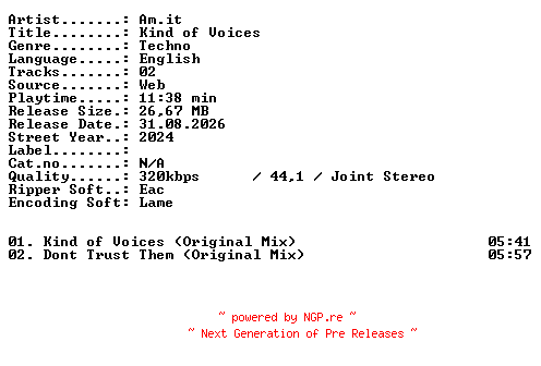 NFO for the release Amit-Kind_of_Voices-WEB-2024-XTC_iNT by XTC_iNT