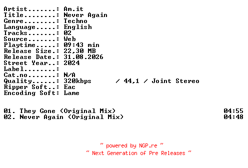 NFO for the release Amit-Never_Again-WEB-2024-XTC_iNT by XTC_iNT