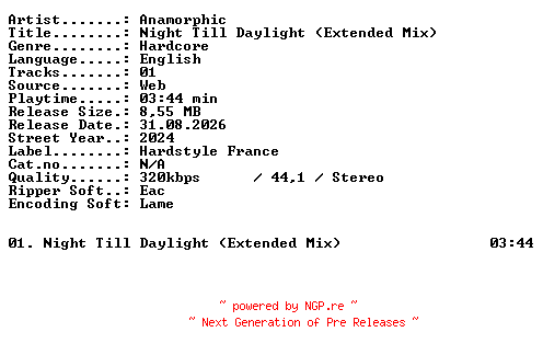 NFO for the release Anamorphic-Night_Till_Daylight_(Extended_Mix)-SINGLE-WEB-2024-XTC_iNT by XTC_iNT