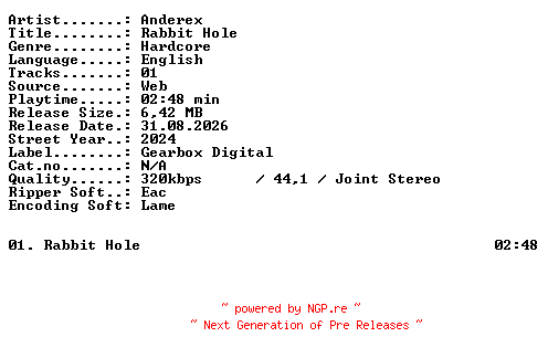 NFO for the release Anderex-Rabbit_Hole-SINGLE-WEB-2024-XTC_iNT by XTC_iNT