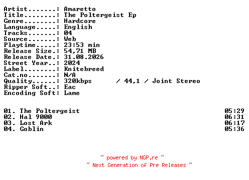 NFO for the release Amaretto-The_Poltergeist_EP-WEB-2024-XTC_iNT by XTC_iNT