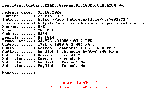 NFO for the release President.Curtis.S01E06.German.DL.1080p.WEB.h264-WvF by WvF