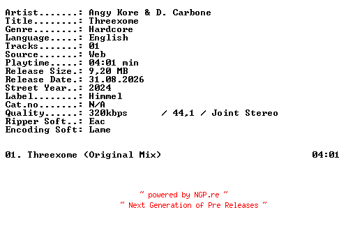 NFO for the release Angy_Kore_and_D_Carbone-Threexome-SINGLE-WEB-2024-XTC_iNT by XTC_iNT