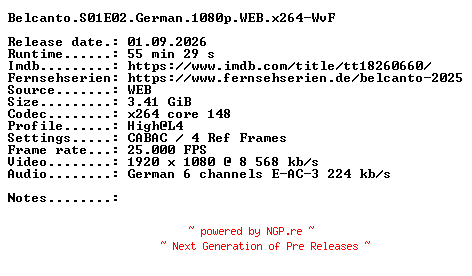 NFO for the release Belcanto.S01E02.German.1080p.WEB.x264-WvF by WvF