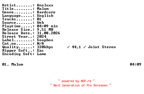 NFO for the release Anoluxx-Malum-SINGLE-WEB-2024-XTC_iNT by XTC_iNT
