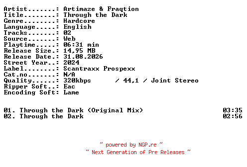 NFO for the release Artimaze_and_Fraqtion-Through_the_Dark-WEB-2024-XTC_iNT by XTC_iNT