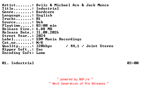 NFO for the release Aviiz_and_Michael_Ace_and_Jack_Mence-Industrial-SINGLE-WEB-2024-XTC_iNT by XTC_iNT