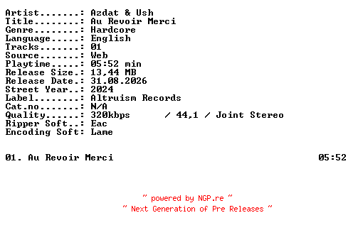 NFO for the release Azdat_and_Ush-Au_Revoir_Merci-SINGLE-WEB-2024-XTC_iNT by XTC_iNT