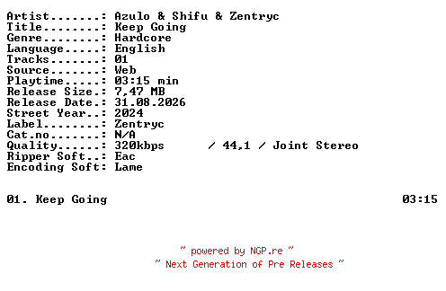 NFO for the release Azulo_and_Shifu_and_Zentryc-Keep_Going-SINGLE-WEB-2024-XTC_iNT by XTC_iNT