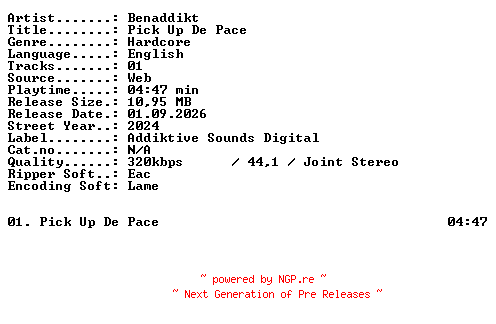 NFO for the release Benaddikt-Pick_Up_De_Pace-SINGLE-WEB-2024-XTC_iNT by XTC_iNT