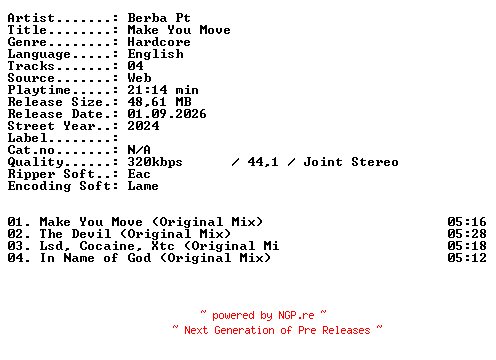 NFO for the release Berba_Pt-Make_You_Move-WEB-2024-XTC_iNT by XTC_iNT