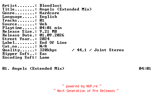 NFO for the release Bloodlust-Angels_(Extended_Mix)-SINGLE-WEB-2024-XTC_iNT by XTC_iNT