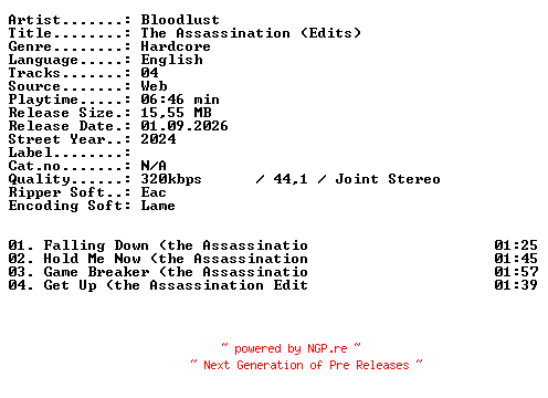 NFO for the release Bloodlust-The_Assassination_(Edits)-WEB-2024-XTC_iNT by XTC_iNT